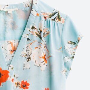 Monday Fun Lillian V Neck Blouse, Blue, NWOT